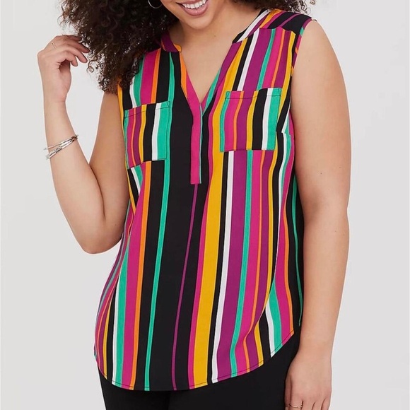 Torrid Colorful Striped Sleeveless Blouse - Picture 1 of 5